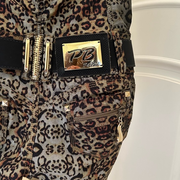 NWOT Pit Bull jeans Brazilian cheetah jean romper with removable inserts - Picture 5 of 10